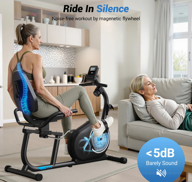 MERACH Recumbent Exercise Bike for Home Smart Bluetooth Exclusive App Connectivity LCD Heart Rate Handle Magnetic Recumbent Bike