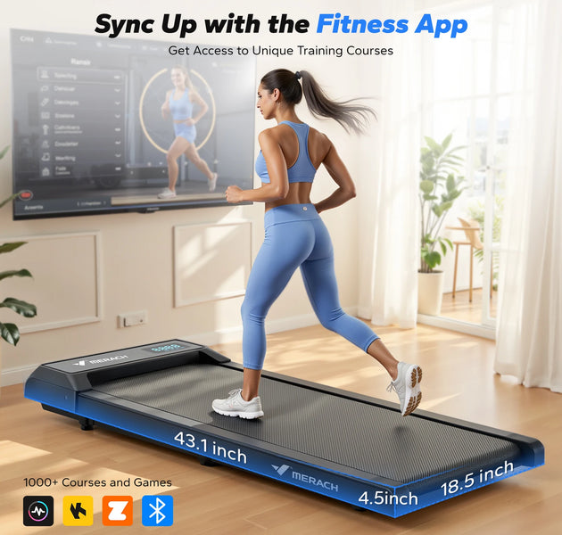 MERACH Walking Pad Under Desk Treadmill Portable Mini Treadmills for Home Seamless One-Piece Molding Design 265LBS Walkpad