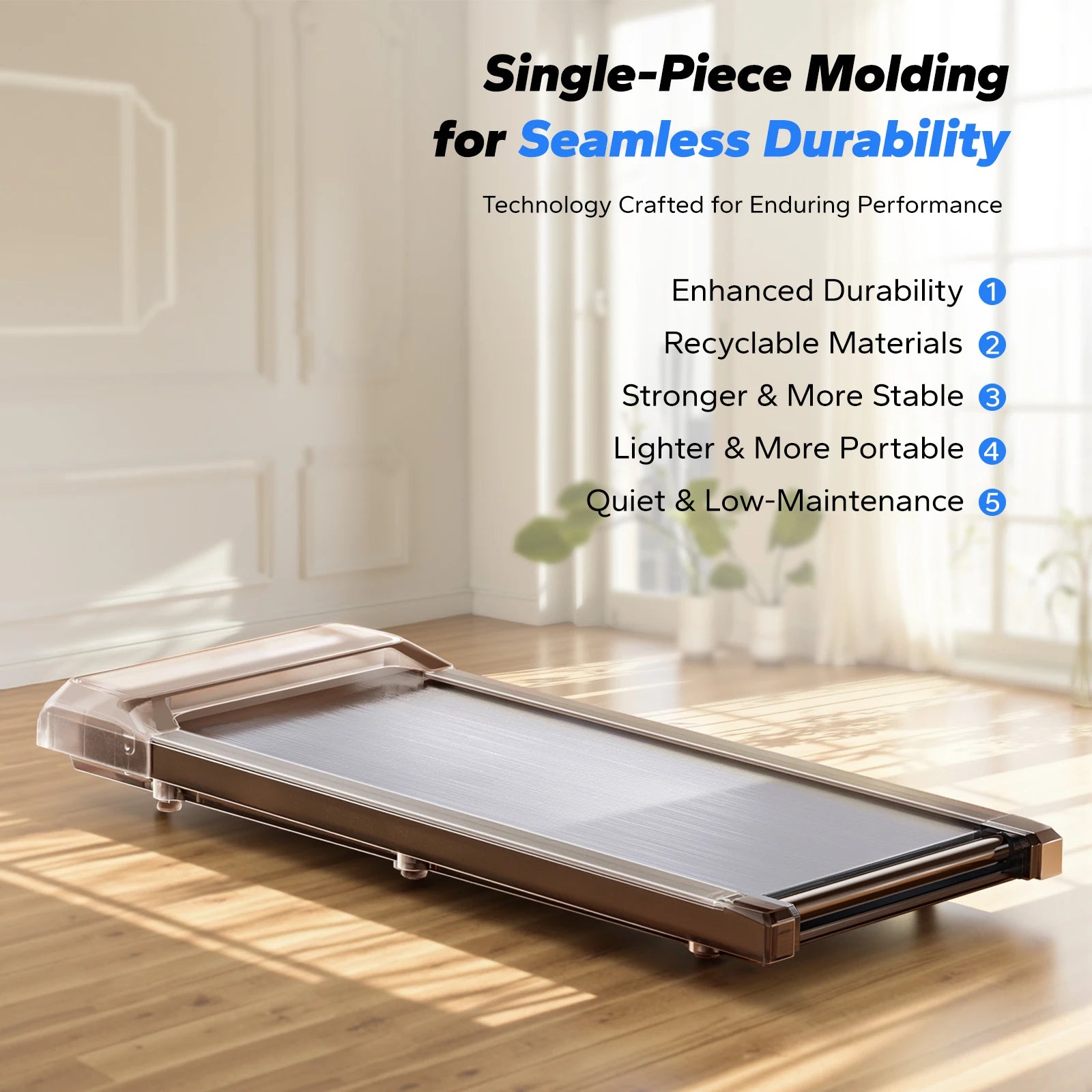 MERACH Walking Pad Under Desk Treadmill Portable Mini Treadmills for Home Seamless One-Piece Molding Design 265LBS Walkpad