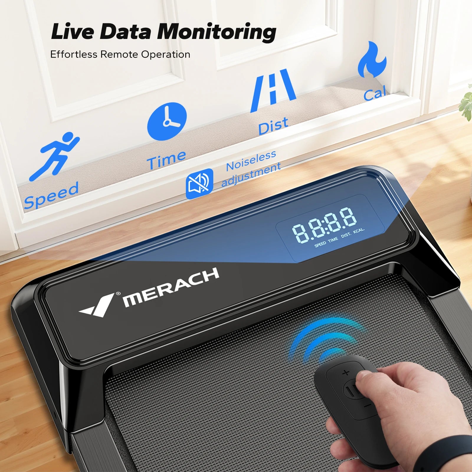 MERACH Walking Pad Under Desk Treadmill Portable Mini Treadmills for Home Seamless One-Piece Molding Design 265LBS Walkpad