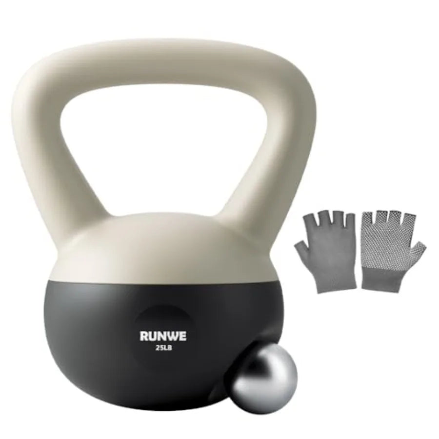 RUNWE Soft Kettlebell Sand Filled for 25 20 15 10 5 LB Soft-Sided Cushioned Base Safety Guaranteed Ideal for Men Women Beginner