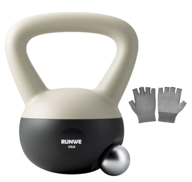 RUNWE Soft Kettlebell Sand Filled for 25 20 15 10 5 LB Soft-Sided Cushioned Base Safety Guaranteed Ideal for Men Women Beginner