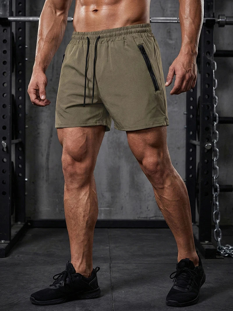 Men's Gym Workout Running Shorts with Zipper Pockets Mesh Liner Summer Sports Athletic Quick Dry Stretchy Shorts Swim Trunks