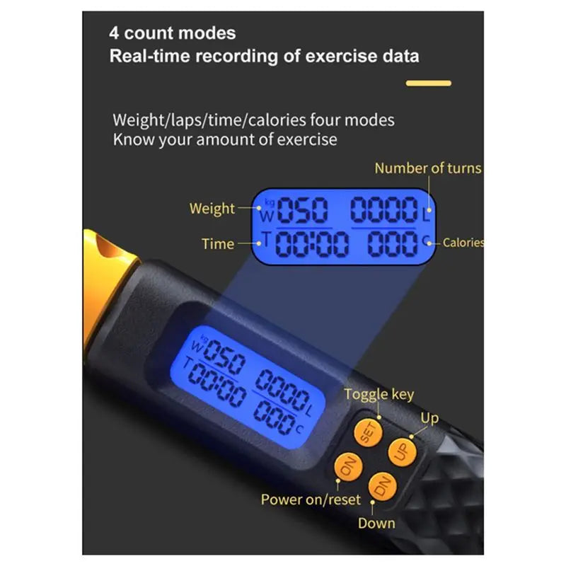 【New User-Coupon!】2 In 1 Multifun Skipping Rope Adult Smart Counting Skipping Rope Non-Slip Handles Jumps Black