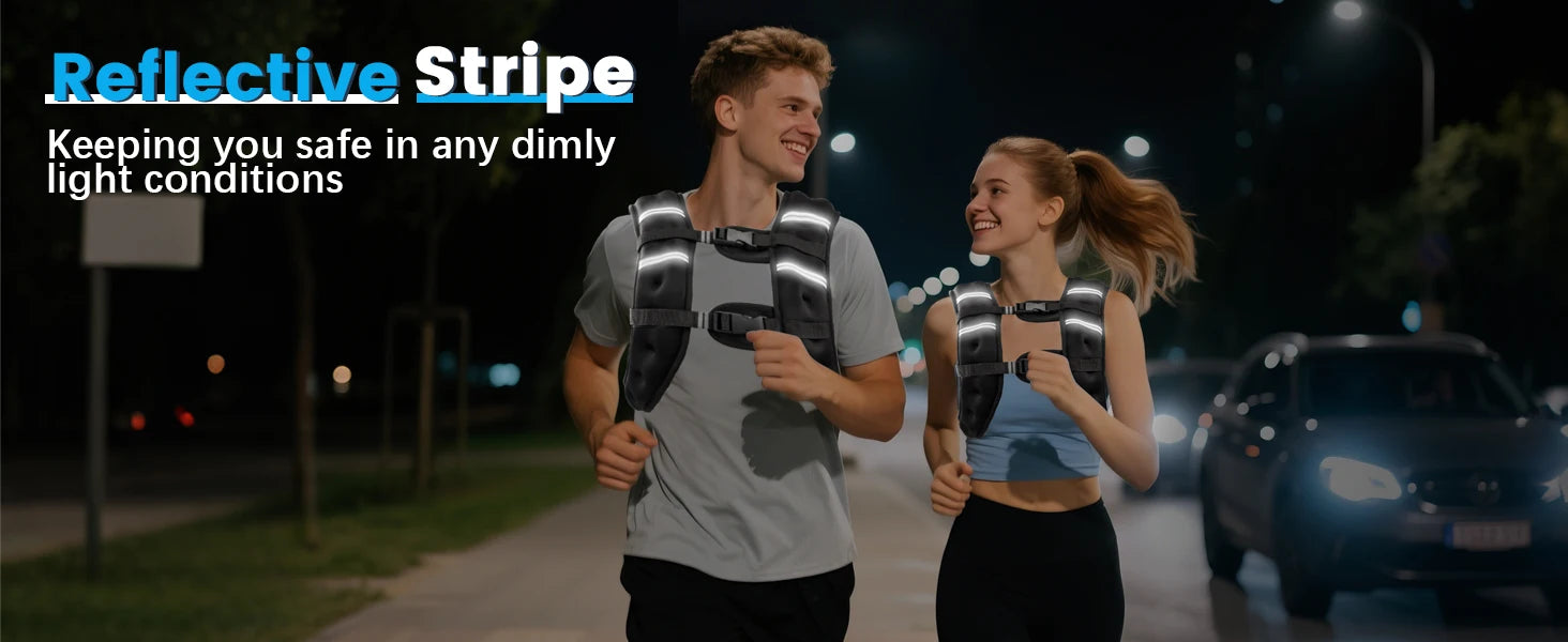 Weighted Vest，Men 6 Pound/8 Pound/12 Pound/16 Pound/20 Pound/30 Pound，Women with reflective stripes，Adjustable Weighted Vest，Sui