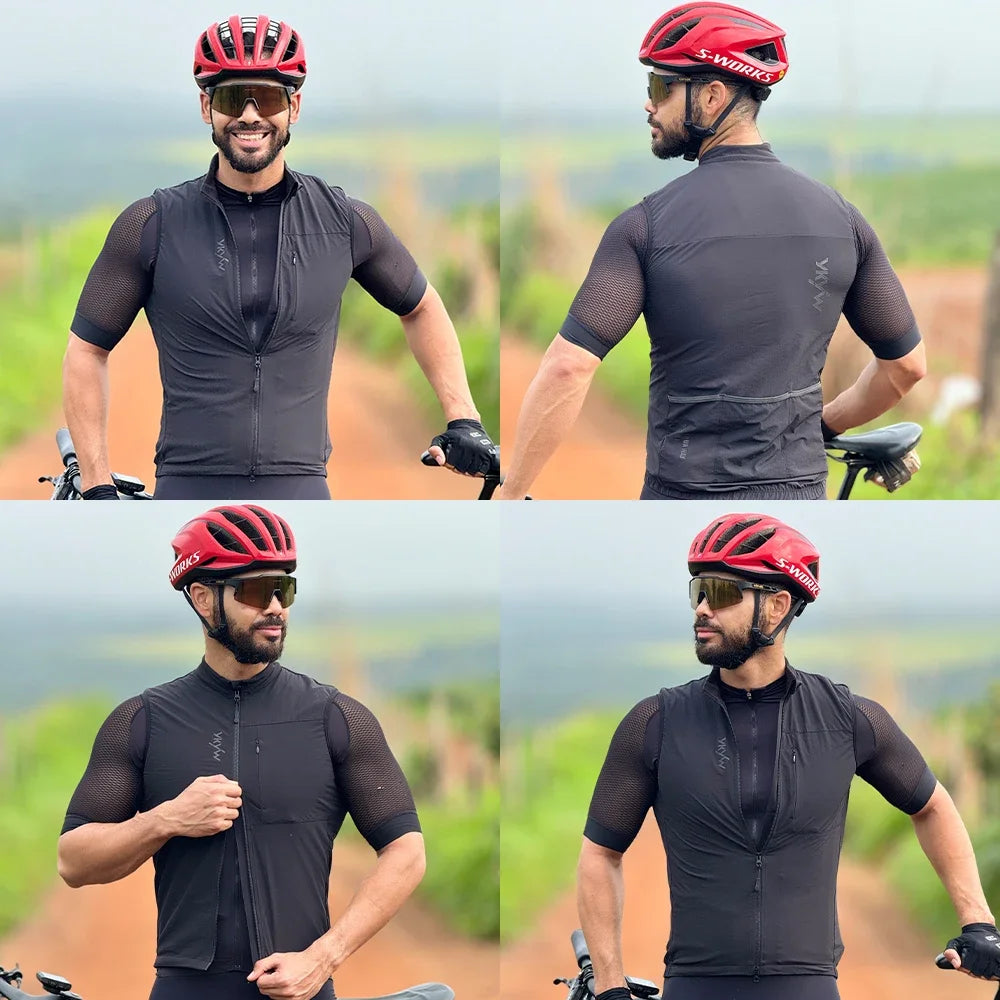 YKYW Cycling Vest Winter Waterproof Fleece Liner Rear Anti-slip Gripper Thermal Windproof Moisture Wicking 4 Pockets 7 color