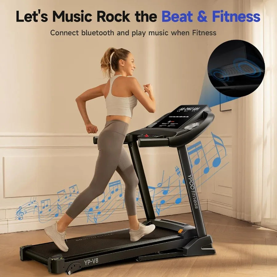 Compact and AutoFoldable Walking Pad Treadmill for Home Use with Adjustable Incline Supports Up to 300 lbs Builtin Bluetooth fo
