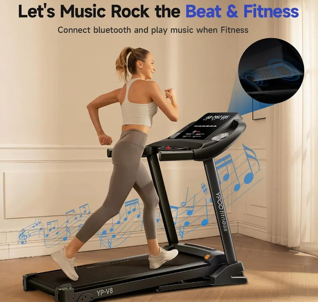 Compact and AutoFoldable Walking Pad Treadmill for Home Use with Adjustable Incline Supports Up to 300 lbs Builtin Bluetooth fo