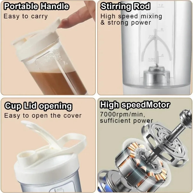 Electric Self Stirring Mug,Protein Powder Milkshake Shaker Bottle,USB Charging Shaker Cup with Scale 15 Oz Water Cup BPA Free