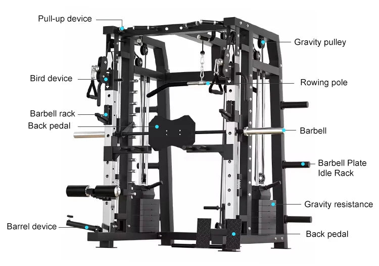 Custom-designed New Model Wholesale Price Commercial Multi-Function Fitness Equipment Smith Machine Squat Rack Multi-Gym