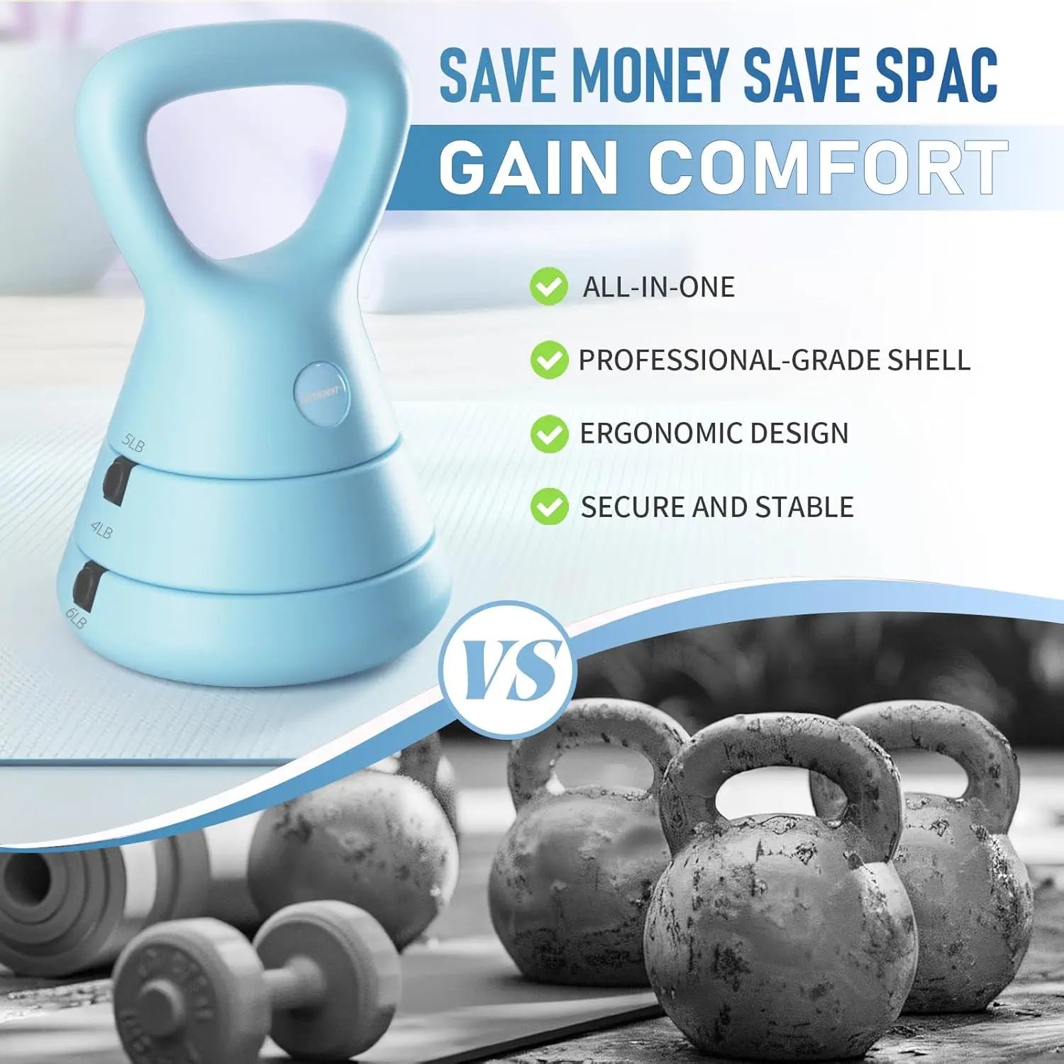 Adjustable Kettlebell Set: 3-in-1 Weights (5/9/15 LB), Ergonomic Handle, Home Gym Fitness Tool