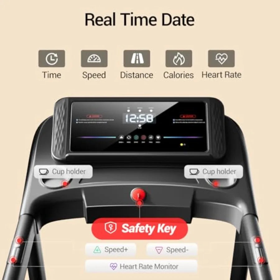 Home Fitness Treadmill with 20 Manual/Auto Incline 42.5×16.1 Extra-Wide Running Belt 400LB Capacity 3.5HP Motor 8.7 MPH Speed B