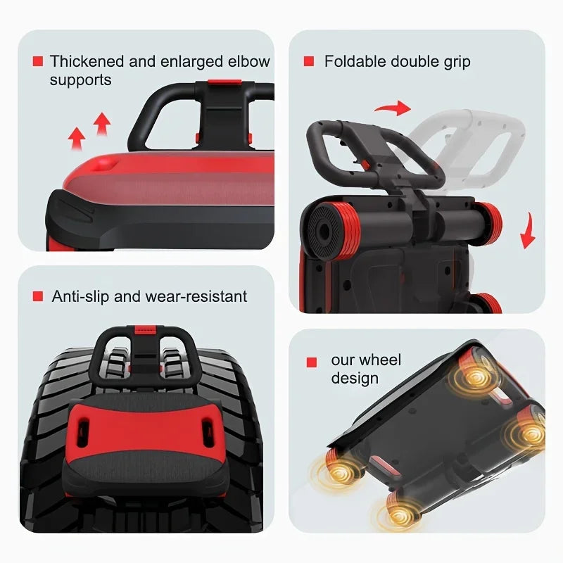 Automatic Rebound Ab Roller Wheel with Elbow Support 4-Wheel Core Exercise Tool Home Gym Abdominal Wheel Foldable Double Grip
