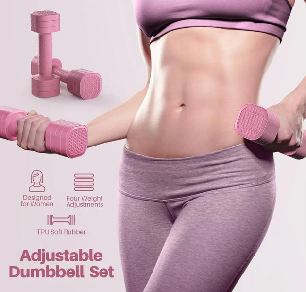 Adjustable Dumbbell Set of 2, 4 in 1 Free Weights Dumbbells Set for Women, Hand Weights for Women at Home, Each 2lb 3lb 4lb 5lb