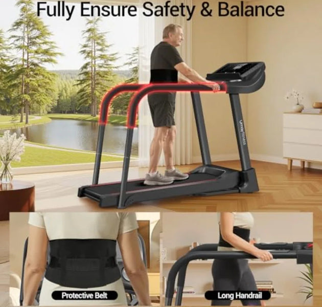 Home Fitness Treadmill with 20 Manual/Auto Incline 42.5×16.1 Extra-Wide Running Belt 400LB Capacity 3.5HP Motor 8.7 MPH Speed B