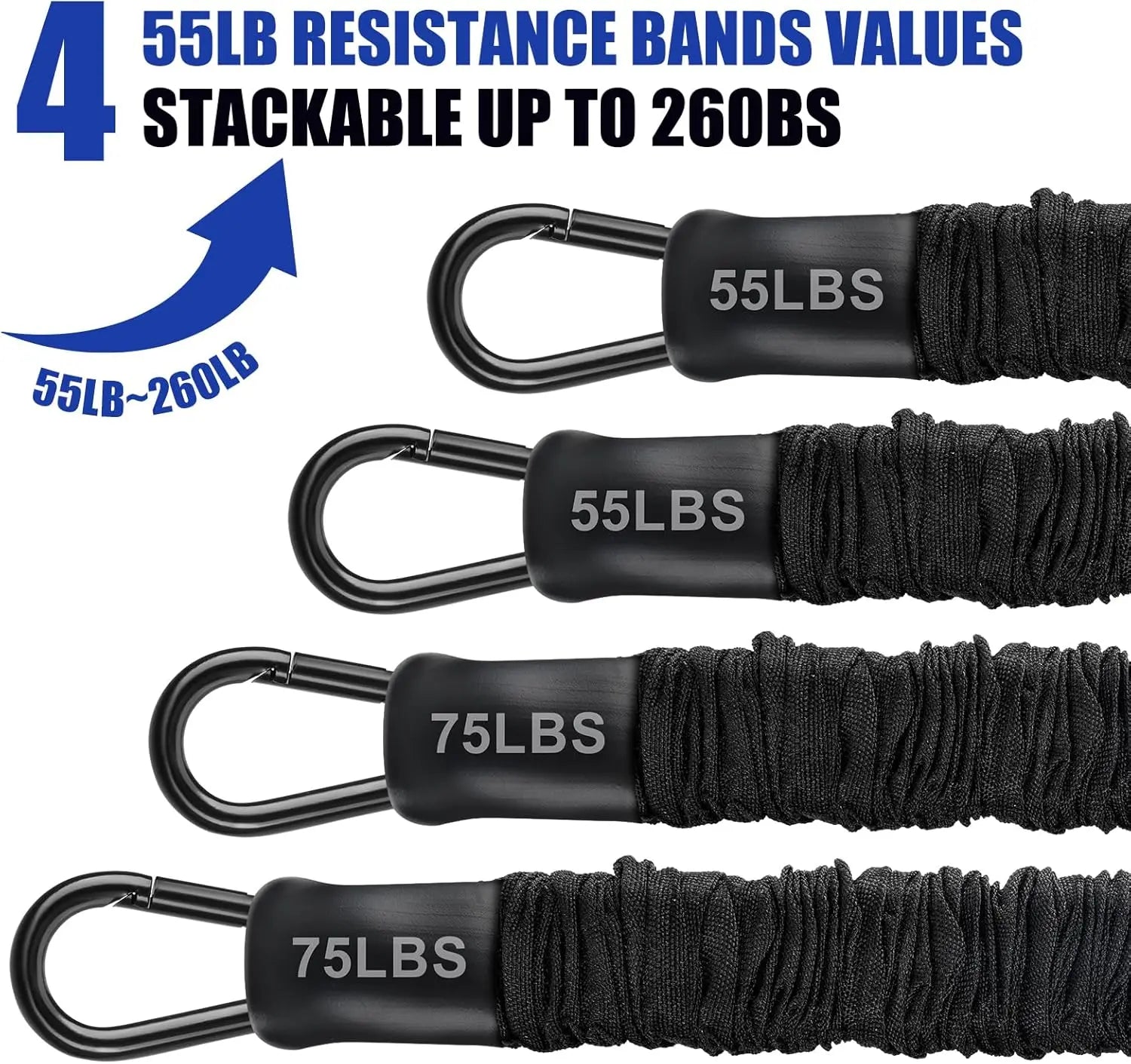 Heavy Duty Pull Up Assistance Bands Set, 260lbs Resistance with Adjustable Strap for Home Workout