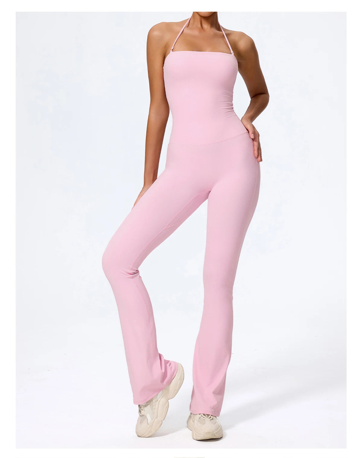 Ctenkevet New Women Sleeveless Hang Neck Jumpsuit Backless Flared Activewear Female Yoga Clothes Sport Outfit For Woman Overalls