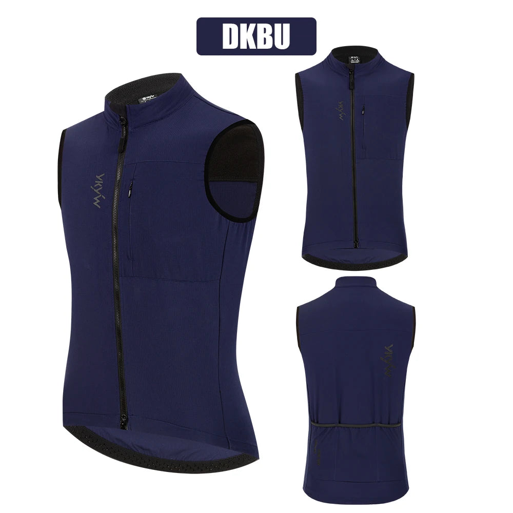 YKYW Cycling Vest Winter Waterproof Fleece Liner Rear Anti-slip Gripper Thermal Windproof Moisture Wicking 4 Pockets 7 color