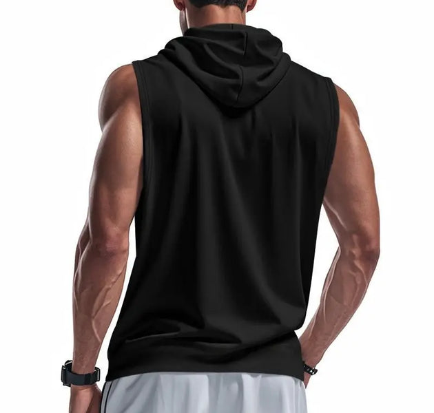 Men's Running Tank Tops Sleeveless Gym Sport T-shirt Fitness Training Workout Tee Tops Sportwear Hooded Solid Summer Men Vest