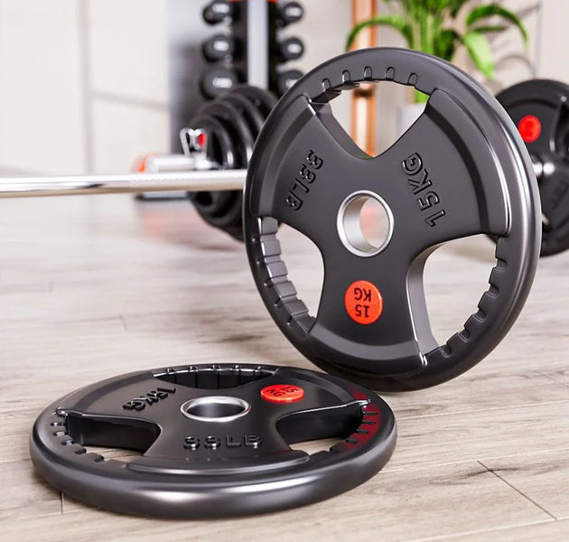 Weightlifting Hard Pull Rubber Barbell Plates Large Hole Bar Barbell Plates Three Hole Handheld Barbell