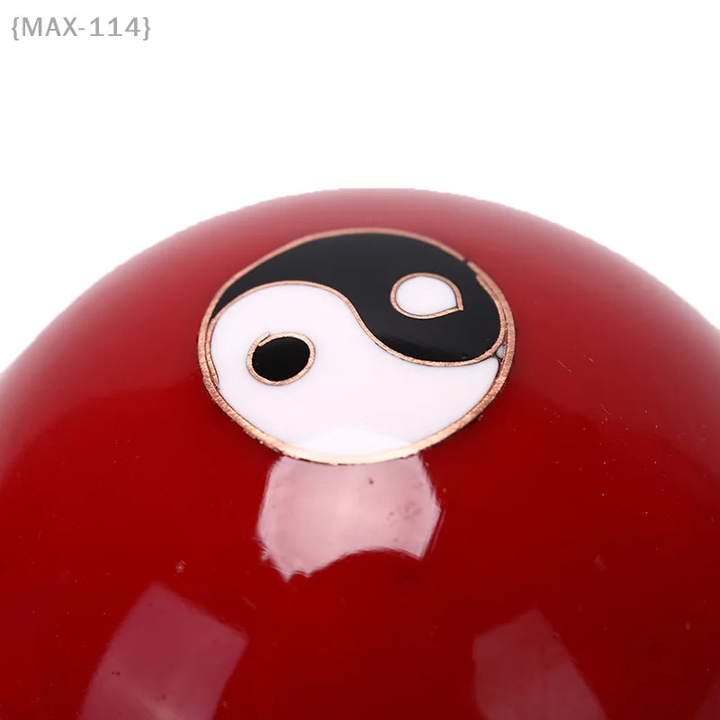 Chinese Yin Yang Meditation Balls | Red Lacquer Finish With Chromatherapy For Stress Relief & Hand Exercise