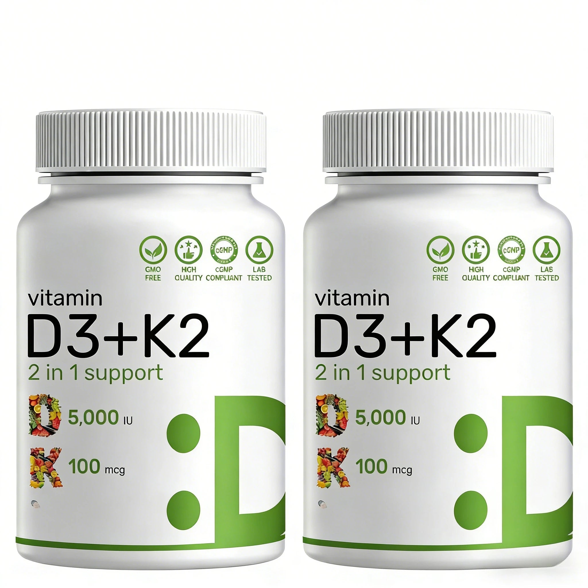 Vitamin D3 5,000 IU + K2 MK7 Softgels, 150 Count | 2-in-1 Complex | Easy To Swallow Compound Vitamin Health Food