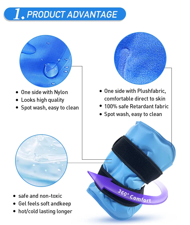 Ice Pack Knee Pain Relief Reusable Gel Ice Wrap Leg Injuries Swelling Knee Replacement Surgery Cold Compress Tool