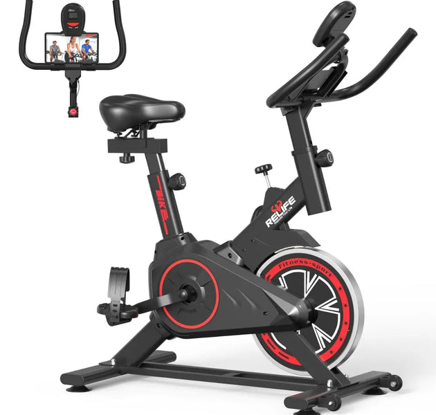 RELIFE Exercise Bike Stationary for Home Indoor,Cycling Bike with Silent Belt Drive for Home Cardio,Brake Pad