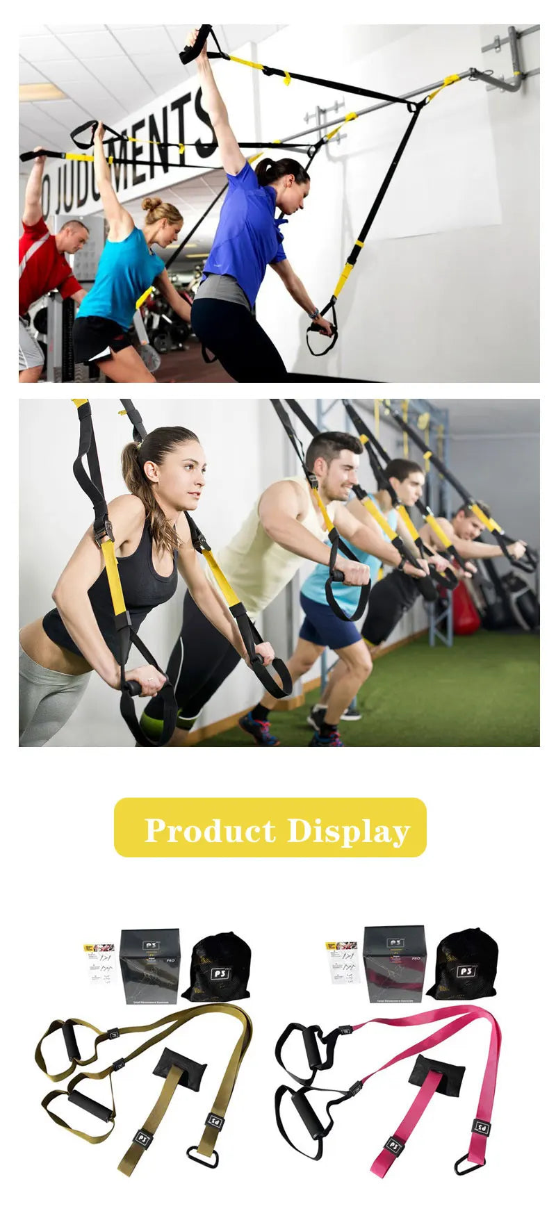 Suspension Training Strap Fitness Strength Power Suspension Trainer Adjustable Yoga Strap Wall Mount Professional Tensioner