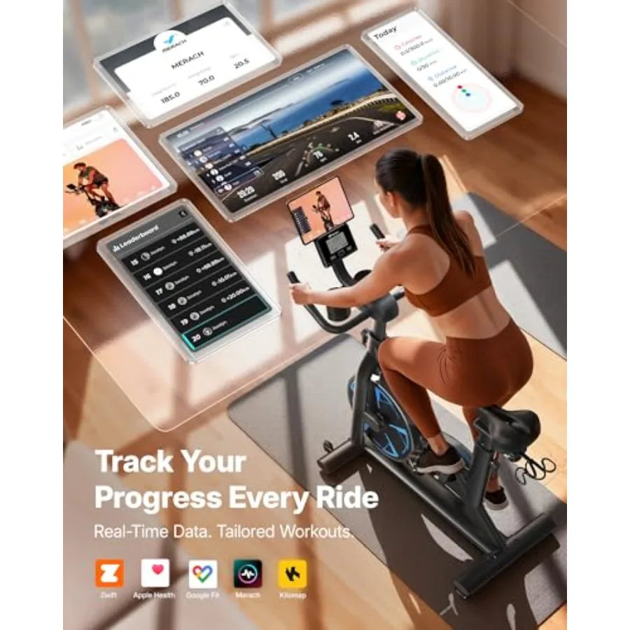 Magnetic Exercise Bike Low Noise Stationary Bike for Home with Comfortable Seat Cushion Spinning Bike with 330 lb Weight Capaci