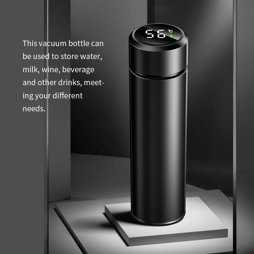 500ml Smart Insulation Cup Vacuum Bottle Thermos 304 Stainless Steel Minimalist Water Bottle LCD Digital Screen Portable Cup