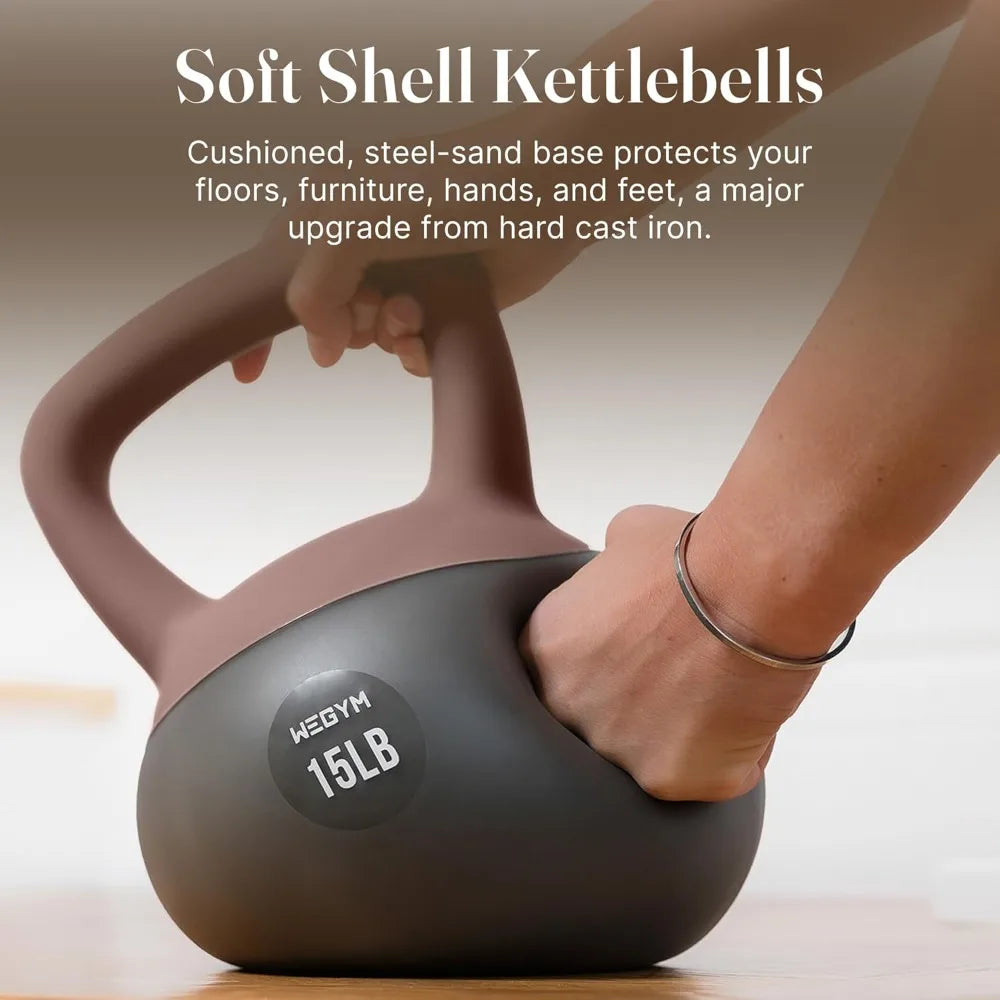 Soft Kettlebells with Cushioned Base Anti Slip Wide Grip Handle for Home Workouts Weightlifting Full Body Strength