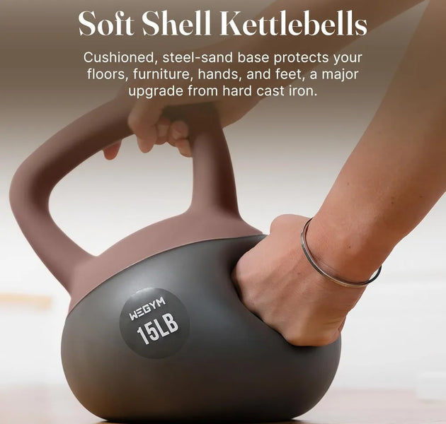 Soft Kettlebells with Cushioned Base Anti Slip Wide Grip Handle for Home Workouts Weightlifting Full Body Strength