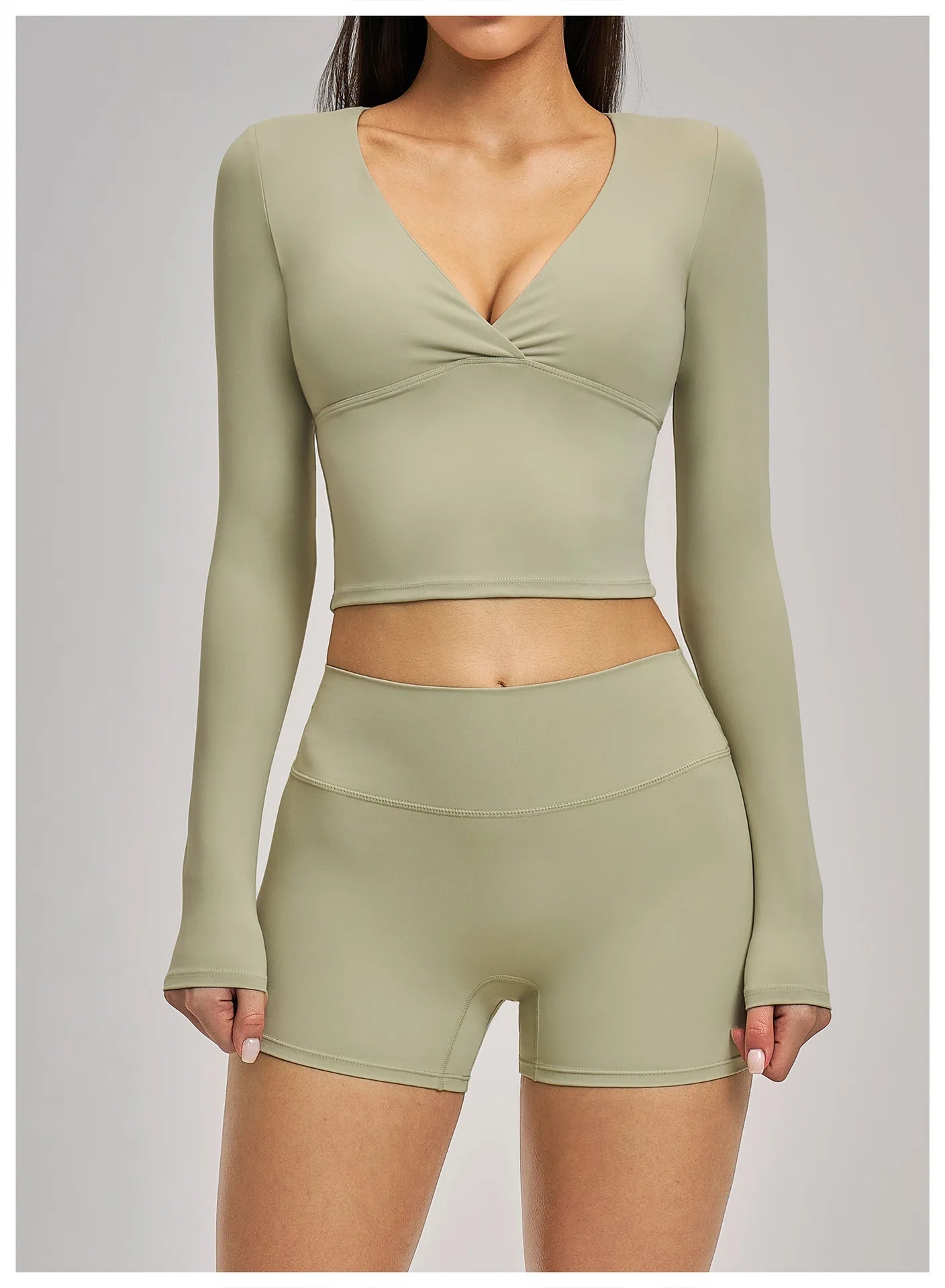 JUREN Yoga Long Sleeve Workout Top Gym Pilates Clothes Women Active Wear Sports Shirt Elastic Fitness Yoga Casual Running Shirts