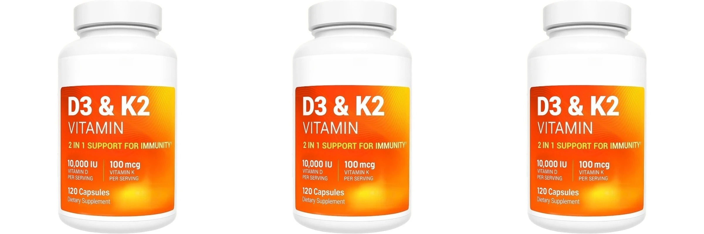 Vitamin D3 & K2 10,000 IU+MK-7 120 Capsules–Supports Bone & Heart Health with Magnesium Zinc & B6–No Fillers Non-GMO for Adults