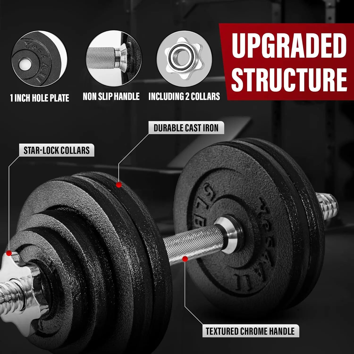 Adjustable Dumbbell Set with Weight Plates, Star Lock Collars, 40-200lbs Adjustable Weights for Home Gym