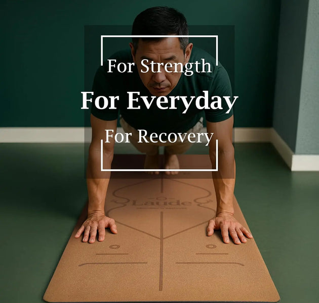 Eco-Friendly Cork Yoga Mat Set with Non-Slip Grip, Thick Cushioning, and Alignment Lines for Comfortable Workouts