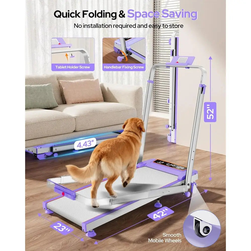 Portable 3.5HP Electric Treadmill with 12% Incline, Adjustable Height, Handle Bar, Under Desk Design, 350LBS Capacity, LED Displ