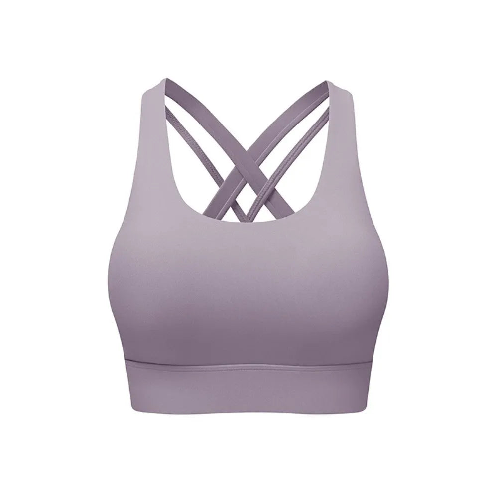 Active Wear Yoga Sports Bra Fixed Cup Tank Tops Fitness Underwear Breathable Sweat Absorbing Women Workout Bra Exercise