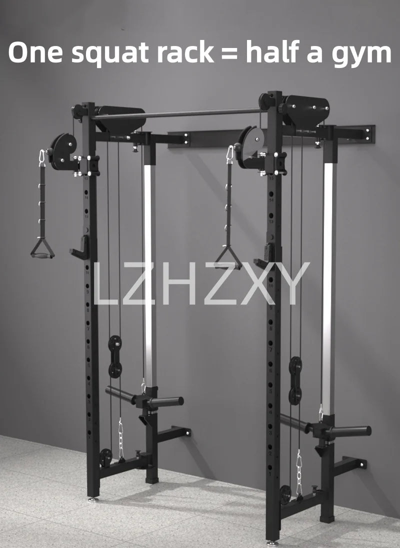 Foldable squat rack wall bird comprehensive trainer free bench press high pull-down Large Fitness Equipment Integrated