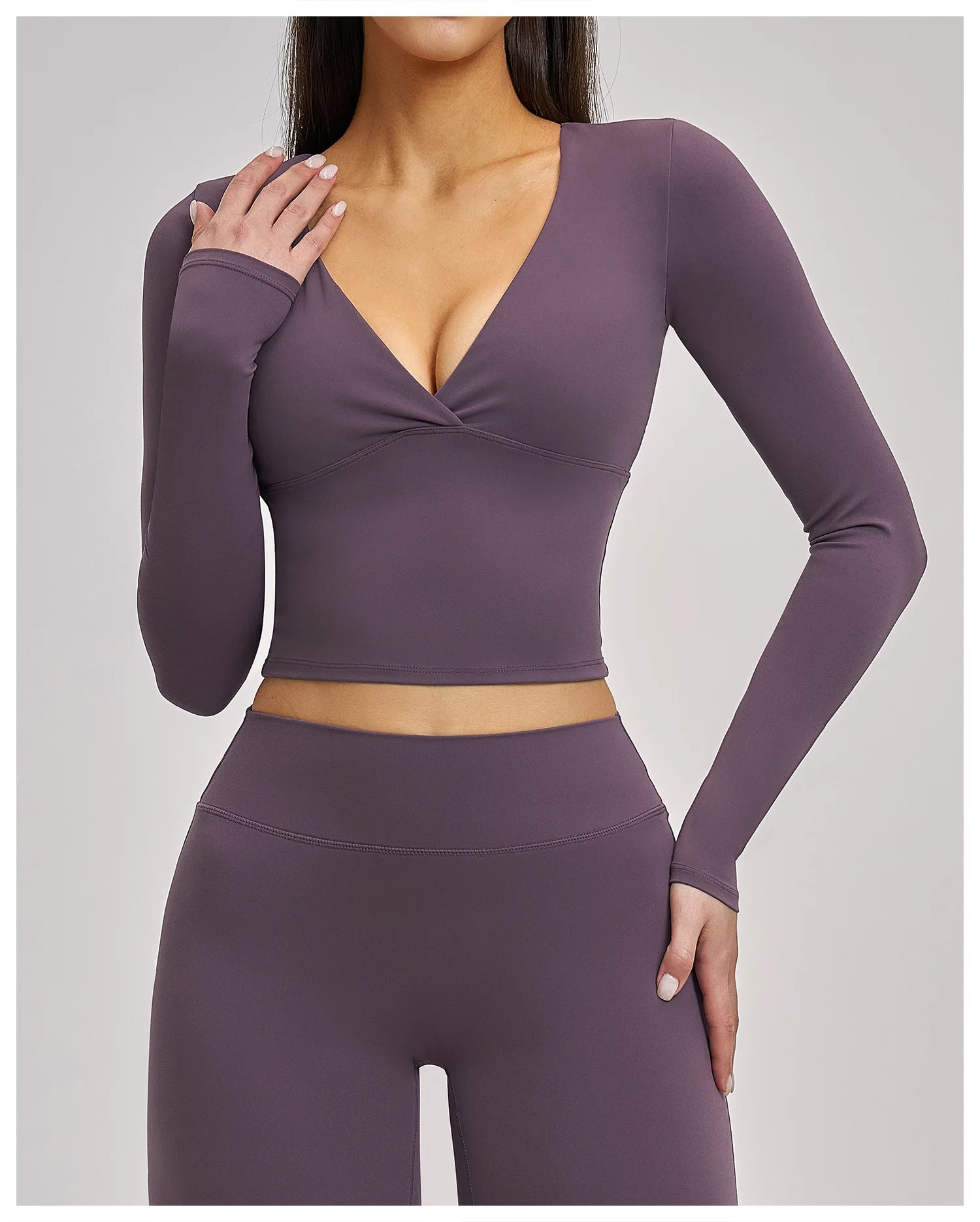 JUREN Yoga Long Sleeve Workout Top Gym Pilates Clothes Women Active Wear Sports Shirt Elastic Fitness Yoga Casual Running Shirts