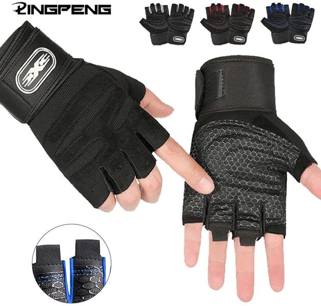 Workout Gloves for Men Women Half Finger Glove with Wrist Wrap for Sport Weight Lifting Training Bicycle Motorcyclist Gym Glove