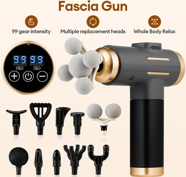 11-IN-1 Electric Massage Gun 99 Level Powerful Fascia Gun High-Frequency Vibration Body Massage Gun Arms Leg Muscle masajeador
