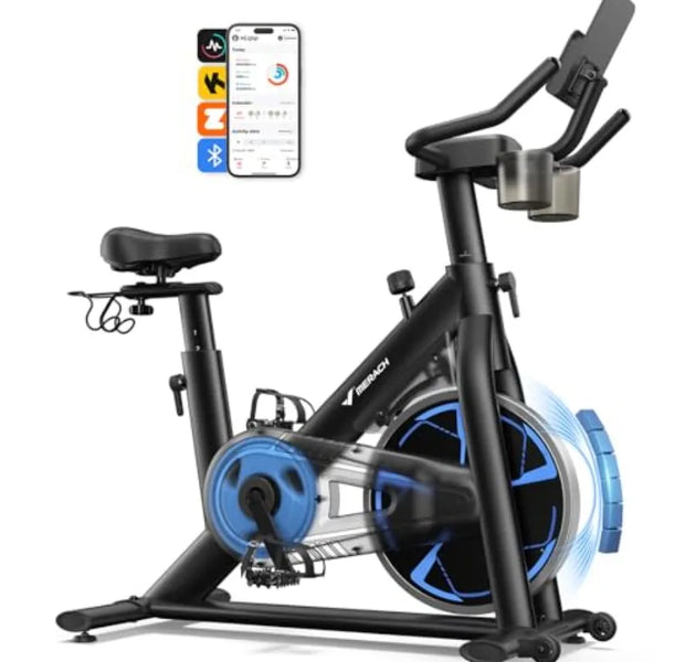 Magnetic Exercise Bike Low Noise Stationary Bike for Home with Comfortable Seat Cushion Spinning Bike with 330 lb Weight Capaci