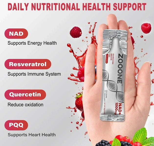 NAD+ Berry Flavored Drink Mix for Anti-Aging, Energy & Focus - 30 Packets