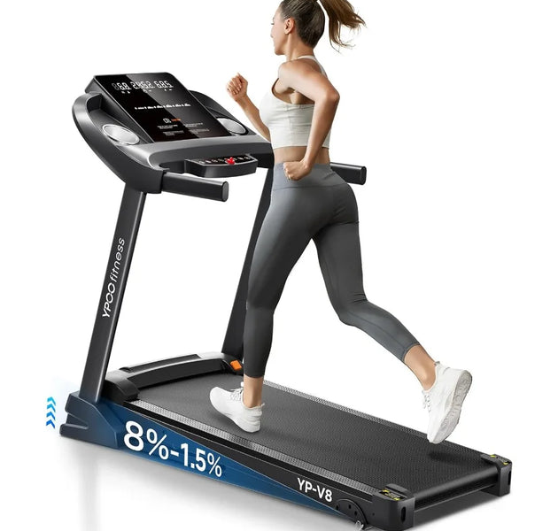 Compact and AutoFoldable Walking Pad Treadmill for Home Use with Adjustable Incline Supports Up to 300 lbs Builtin Bluetooth fo