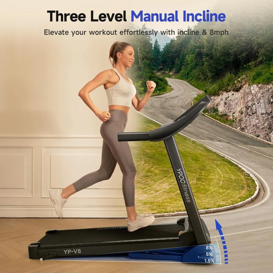 Compact and AutoFoldable Walking Pad Treadmill for Home Use with Adjustable Incline Supports Up to 300 lbs Builtin Bluetooth fo