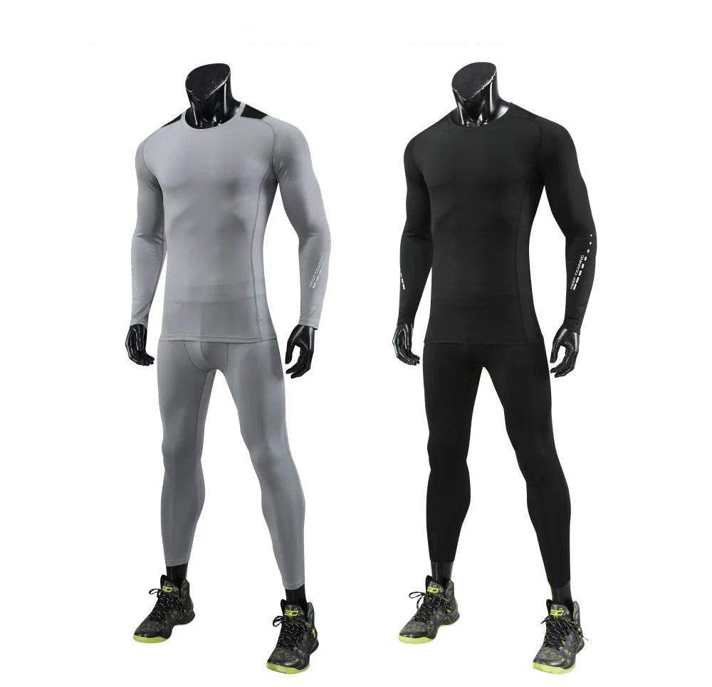 Men's Bodybuilding Activewear Fitness Suit with Elastic Compression Tights Slim Fit Workout Pants and Gym Muscle Boosting Runnin