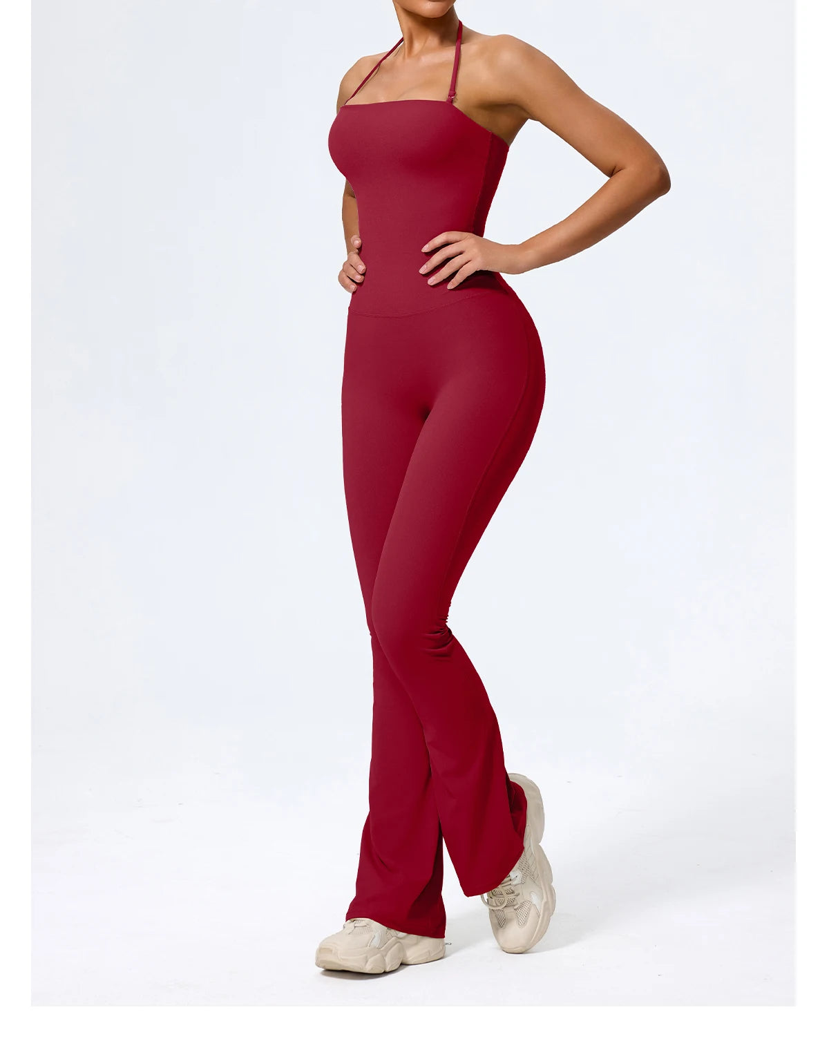 Ctenkevet New Women Sleeveless Hang Neck Jumpsuit Backless Flared Activewear Female Yoga Clothes Sport Outfit For Woman Overalls