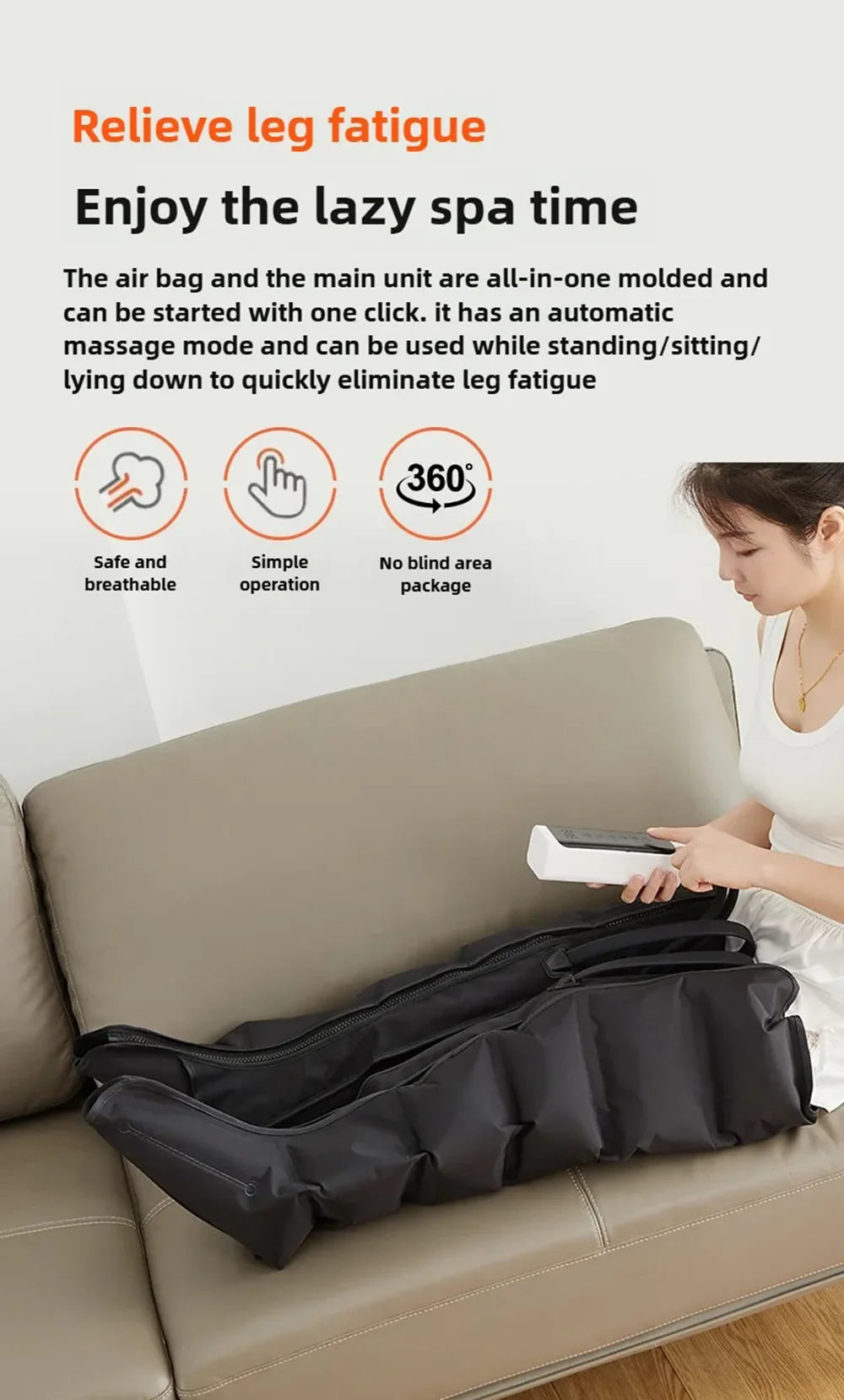 Air Compression Leg Massage 6 Airbag Pneumatic Boots Used for Circulation and Leg Muscle Relaxation to Relieve Varicos Veins NEW